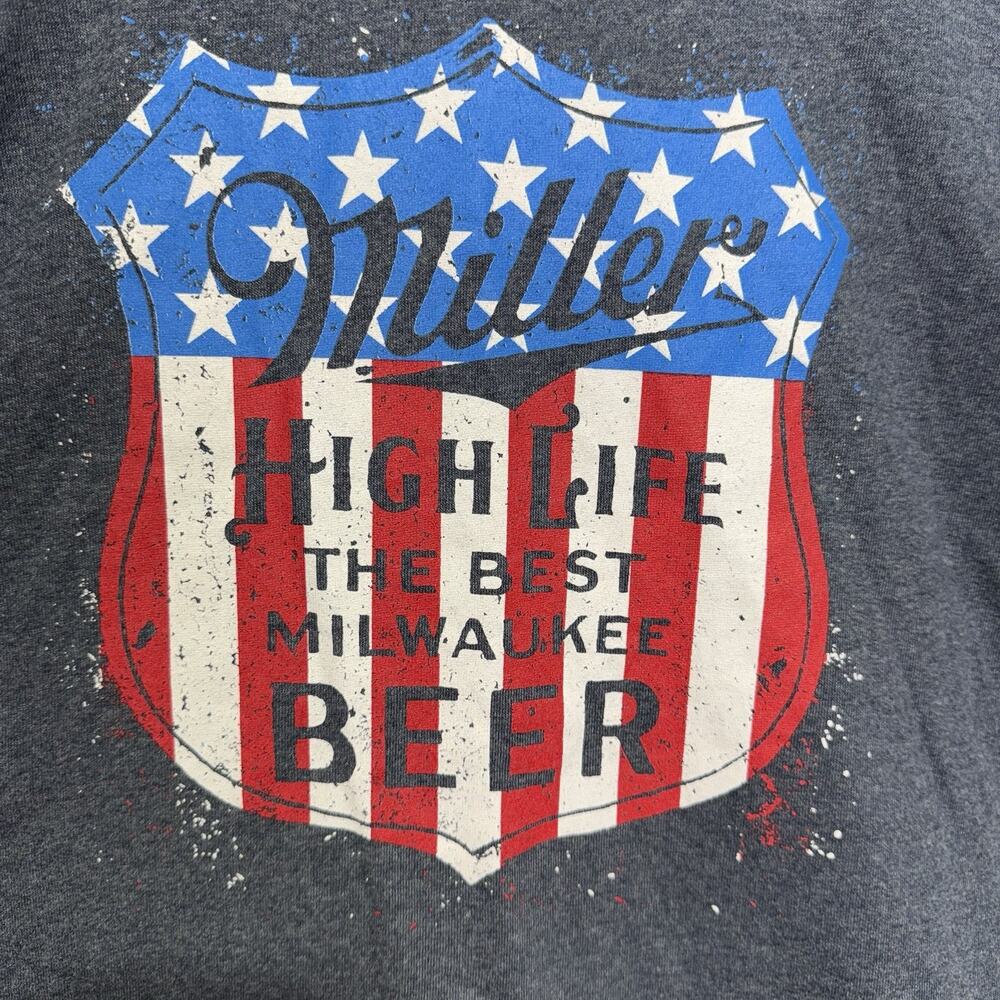 Miller High Life Beer T-Shirt 2XLT Navy Heather Patriotic USA Graphic Tee